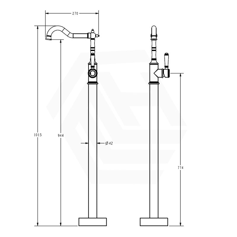 IKON Clasico Floor Mounted Bath Mixer Swivel Spout with Brass/Ceramic Handle Variant Colour Available