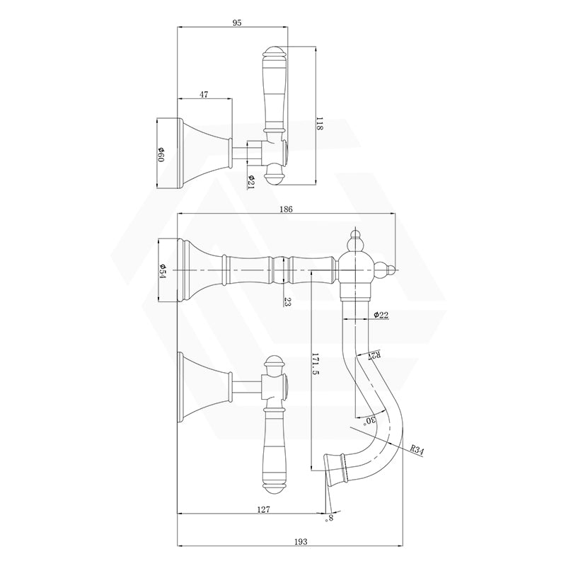 IKON Clasico Brass Basin Tap Set with Ceramic Handle Variant Colour Available