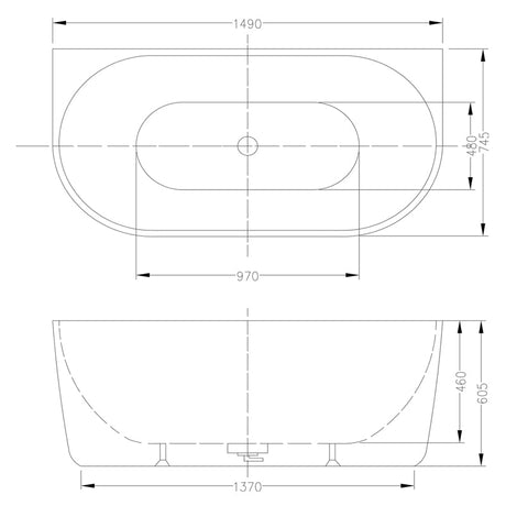 1400/1490/1600/1690mm Hanabi Bathtub Back To Wall Gloss White No Overflow 1500mm Bathtubs