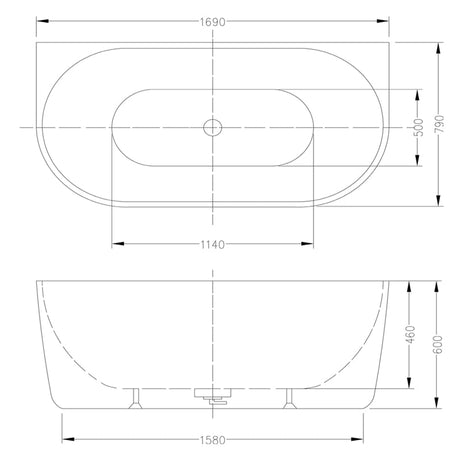 1400/1490/1600/1690mm Hanabi Bathtub Back To Wall Gloss White No Overflow 1700mm