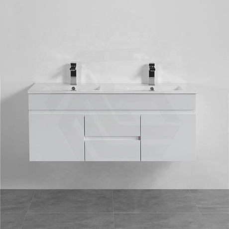 1200mm Bathroom Premium PVC Wall Hung Vanity with Middle Drawers Double Bowls
