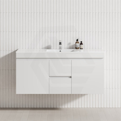 1200mm Bathroom Premium PVC Wall Hung Vanity with Middle Drawers White Cabinet ONLY