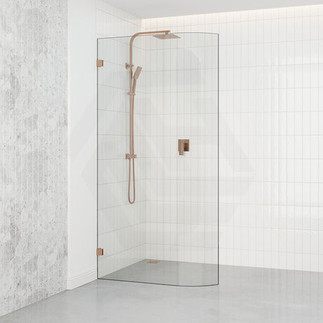 900/1000/1100x2100mm Frameless EDGE CURVED Shower Screen Single Door Fixed Panel 10mm Glass Variant Colour Brackets