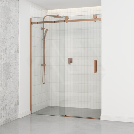 1180-2000x2000mm Wall to Wall Sliding Shower Screen Frameless Variant Colour Stainless Steel Square Handle 10mm Glass