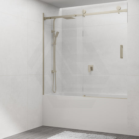 1450-1800x1600mm Bathtub Sliding Shower Screen Wall to Wall Frameless Square Handle Variant Colour