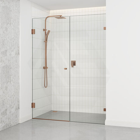 940-1910mm Frameless Wall to Wall Shower Screen Door Hung with Fix Panel in Variant Colour Fittings 10mm Glass