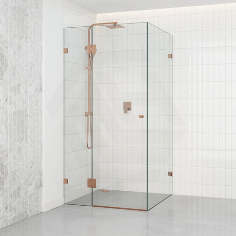 500-1400mm L Shape Frameless Shower Screen Hinge Door Fixed Panel Variant Colour Fittings 10mm Glass