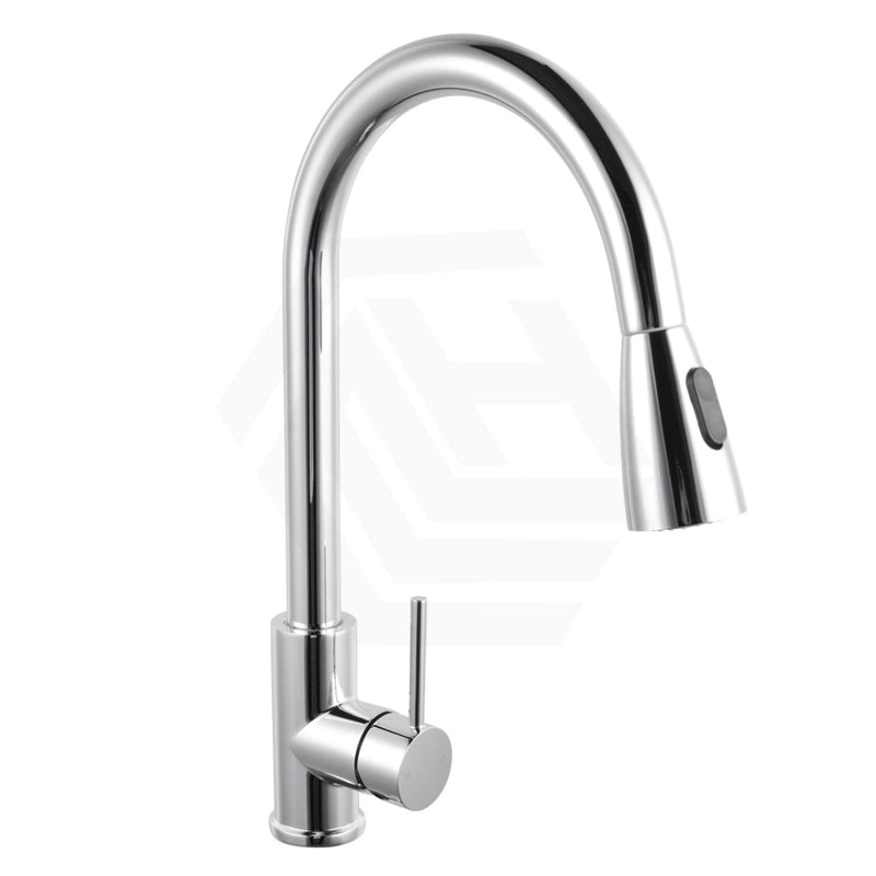 Euro Chrome Solid Brass Round Mixer Tap With 360 Swivel And Pull Out Multi Spray Option For Kitchen