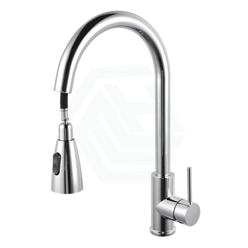 Euro Chrome Solid Brass Round Mixer Tap With 360 Swivel And Pull Out Multi Spray Option For Kitchen