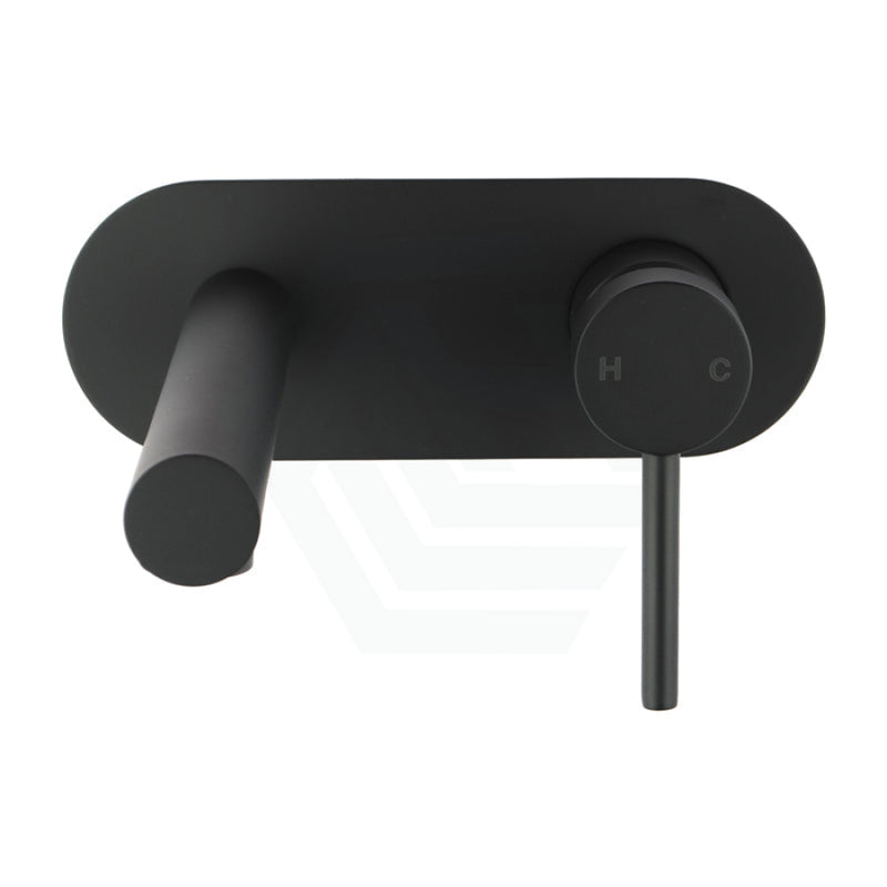 Euro Matt Black Solid Brass Round Wall Spout With Mixer For Bathtub