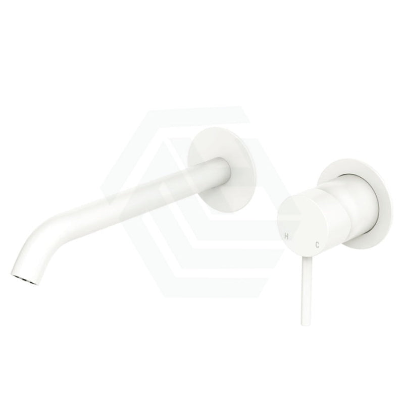 Fienza 160Mm/200Mm Kaya Basin/Bath Wall Mixer Set Matt White Bath/Basin Tap Sets