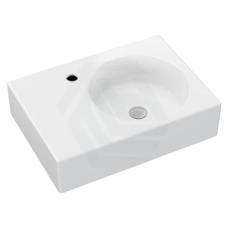 Fienza 600X425X150Mm Reba Rectangle Gloss White Wall Hung Ceramic Left / Right Bowl Basin