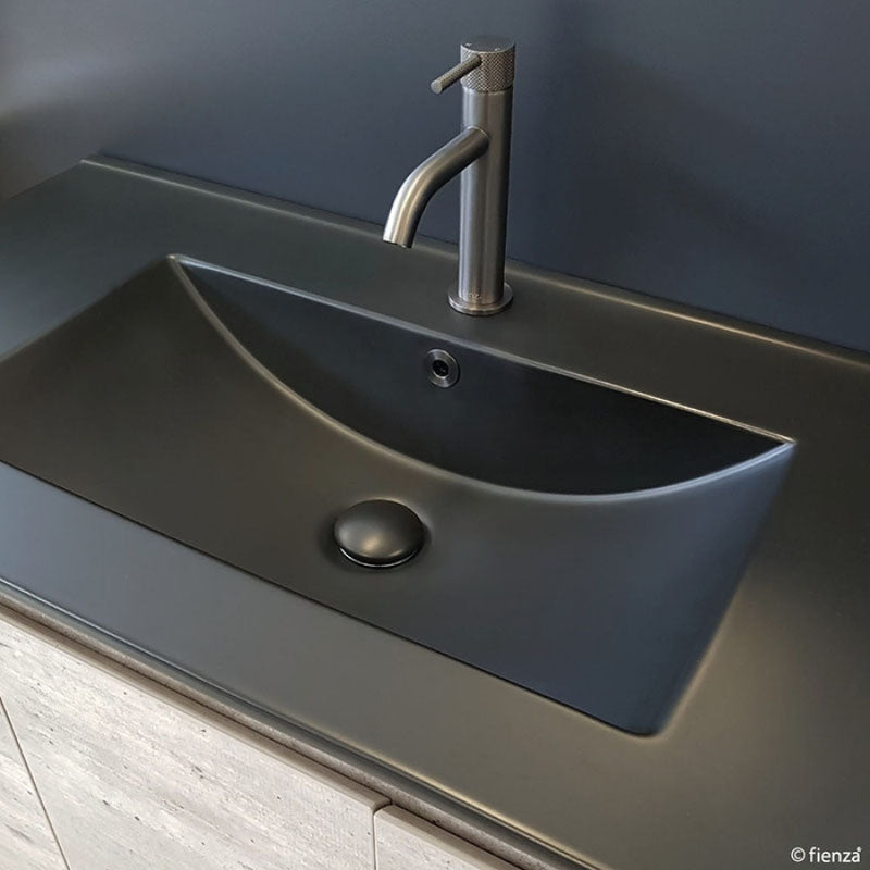 Fienza 750/900/1200mm Dolce Matt Black Ceramic Bathroom Basin-Top Vanity