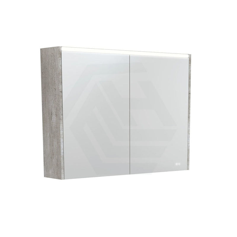 Fienza 750/900/1200Mm Led Pencil Edge Mirror Cabinet With Industrial Side Panels Shaving Cabinets