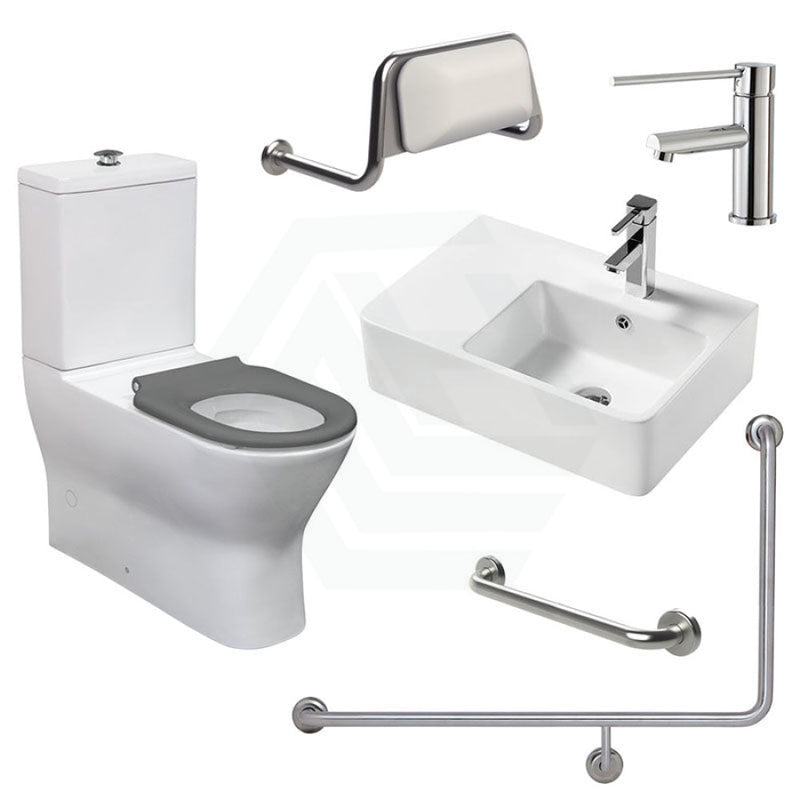 Fienza Accessible Delta Toilet Care Kit with Right-Hand 90 Degree Grab Rail