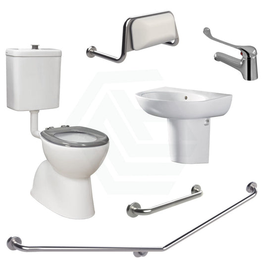 Fienza Accessible Toilet Care Kit 2 With Left-Hand 40° Rail Semi-Recessed Basins