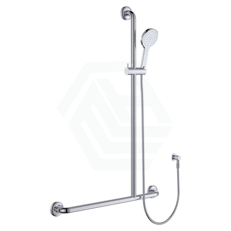 Fienza Luciana Care Chrome Inverted T Rail Shower Left/Right Hand Right With Handheld