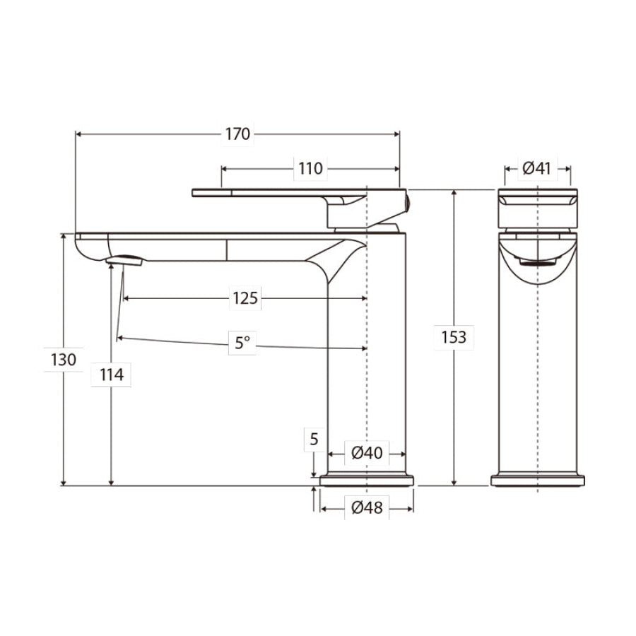 Fienza Empire Slim Short Basin Mixer Cold Start Variant Colour Available
