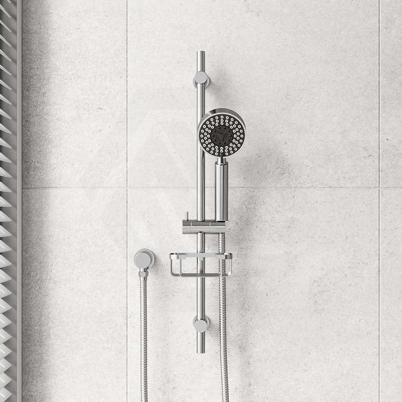 Fienza Michelle Chrome Multifunction Rail Shower with Soap Basket