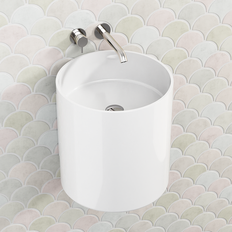 Fienza 430x400x400mm Livo Matt White Cast Stone Wall Hung Basin