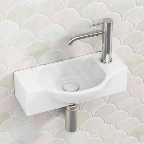Fienza 440x245x122mm Charlotte Wall Hung Basin Ceramic Gloss White With One Tap Hole