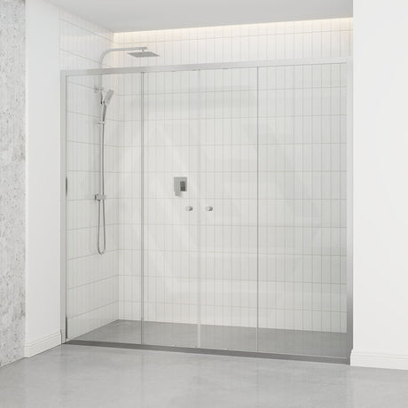 Tempered Glass Semi-frameless Shower Screen Wall To Wall Sliding Chrome