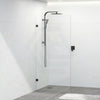 Tempered Glass Frameless Walk In Shower Screen Fixed Panel Matt Black 300-1200mm