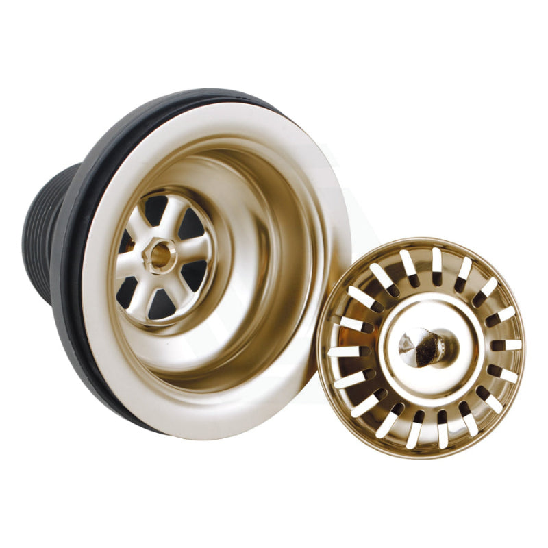 440X440X205mm 1.2mm Round Corner Stainless Steel Brushed Yellow Gold Single Bowl