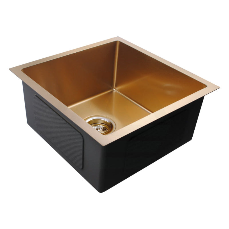 440X440X205mm 1.2mm Round Corner Stainless Steel Brushed Yellow Gold Single Bowl