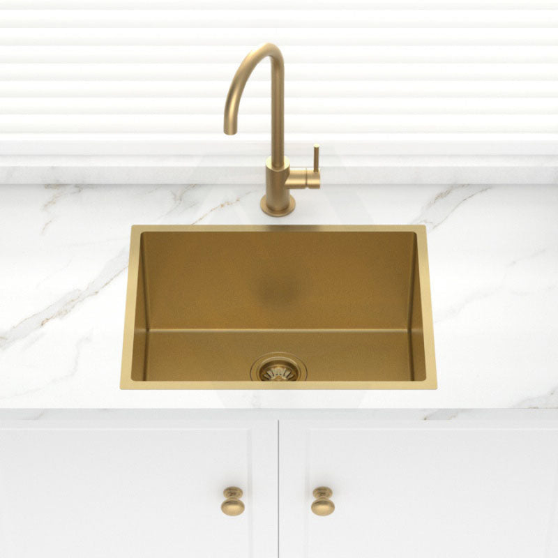 Stainless Steel Kitchen Sink Deep 600mm Brushed Gold