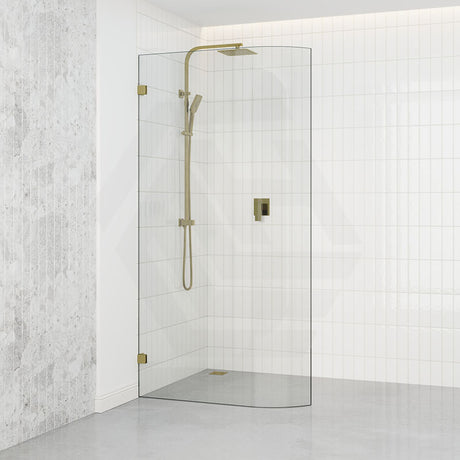 900/1000/1100X2100Mm Frameless Edge Curved Shower Screen Single Door Fixed Panel 10Mm Glass Brushed
