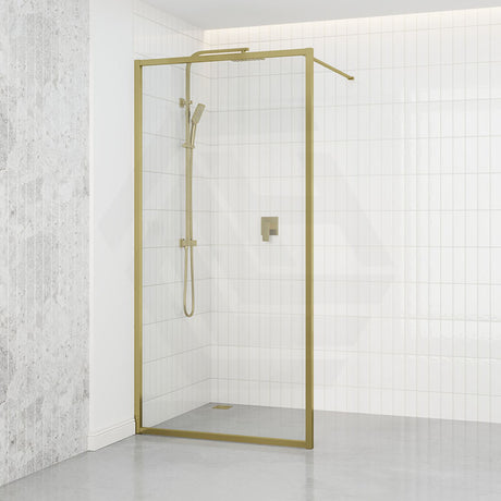 G#1(Gold) 900-1200X2000Mm Brushed Gold Framed Walk-In Shower Screen Single Door Panel 6Mm Thickness
