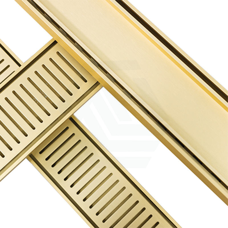 300-3900Mm Lauxes Shower Grate Drain Aluminium Matte Gold Slimline Tile Insert Indoor Outdoor