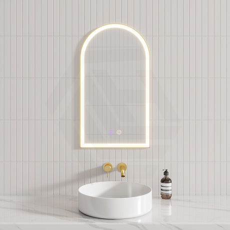 G#2(Gold) 450/600Mm Brushed Gold Framed Arch Led Mirror Touch Sensor Mirrors