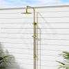 G#3(Gold) Linkware Elle Outdoor 316 Brushed Gold Twin Shower On Rail Showers