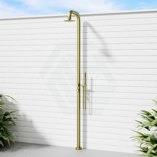G#3(Gold) Linkware Elle Outdoor 316 Freestanding Brushed Gold Twin Shower Showers