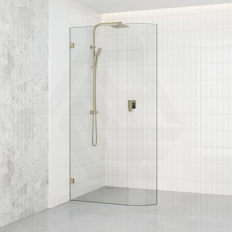G#2(Gold) 900/1000/1100X2100Mm Frameless Edge Curved Shower Screen Single Door Fixed Panel 10Mm