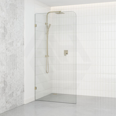 G#2(Gold) 900/1000/1200X2000Mm Frameless Curved Corner Shower Screen Single Door Fixed Panel 10Mm