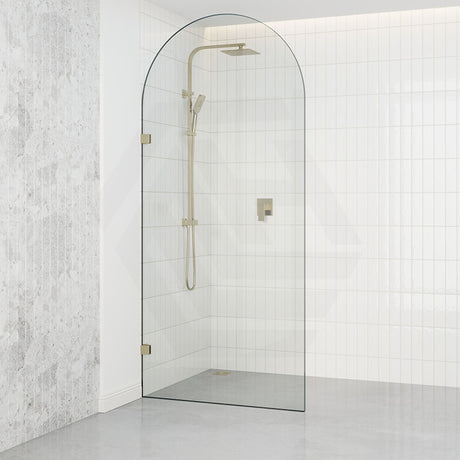 G#2(Gold) 900/1000X2200Mm Arch Frameless Shower Screen Fixed Panel Tempered Glass Light Brushed Gold