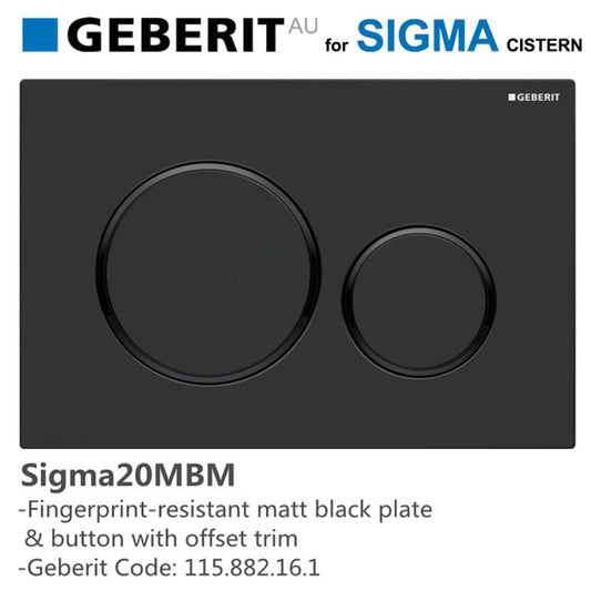 Geberit Sigma Toilet Button For Concealed Cistern Anti-fingerprint Matt Black
