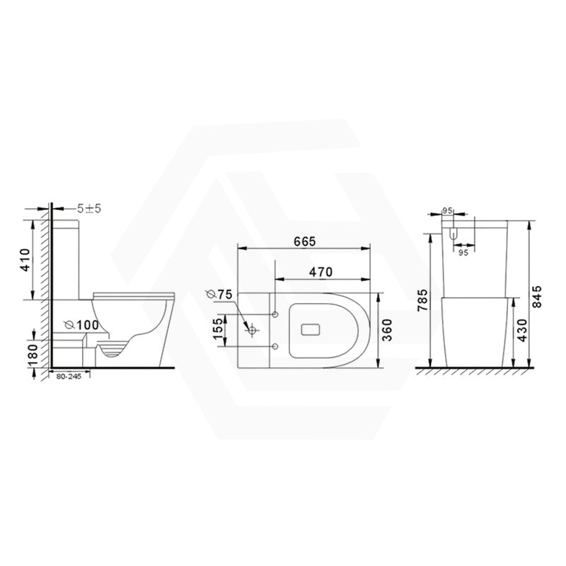 665x360x845mm Tornado Silent High End Back To Wall Ceramic Toilet Suite