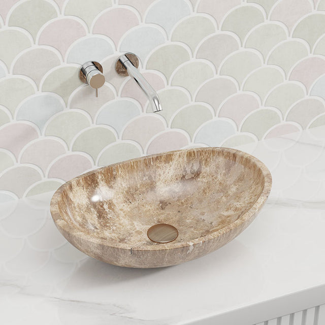 500X350X150Mm Above Counter Stone Basin Oval Marble Surface Bathroom Wash Antique