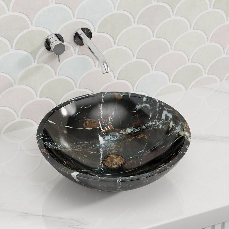 420X420X140Mm Onyx Black Marble Stone Basin