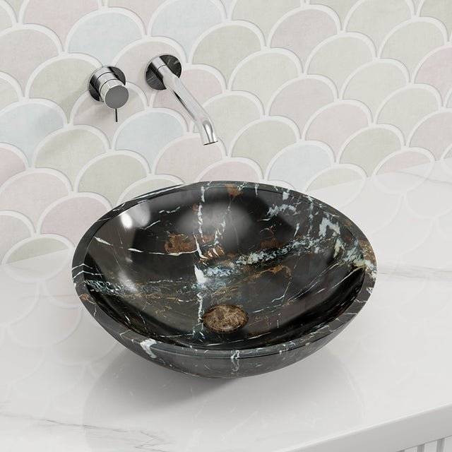 420X420X140Mm Onyx Black Marble Stone Basin