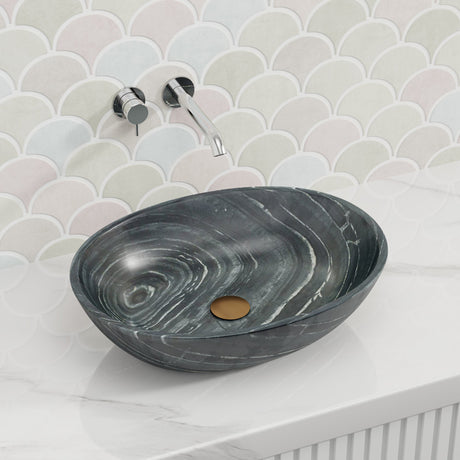 510X380X150Mm Oval Above Counter Marble Surface Stone Basin