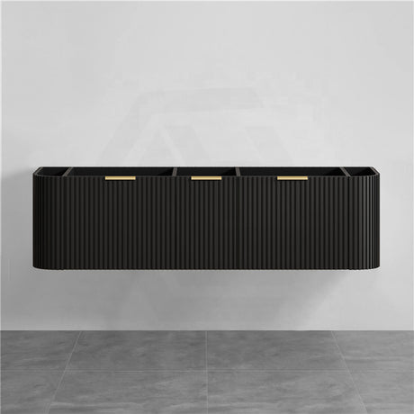 RIO 600-1800mm Bathroom Linear Surface Vanity Wall Hung Single/Double Bowl Plywood Black Cabinet ONLY & Stone Top Available