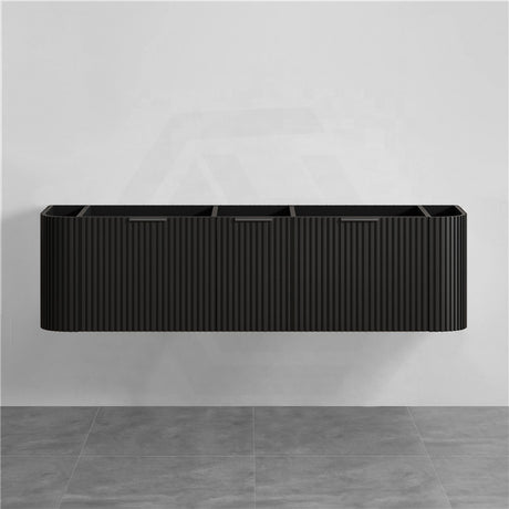RIO 600-1800mm Bathroom Linear Surface Vanity Wall Hung Single/Double Bowl Plywood Black Cabinet ONLY & Stone Top Available