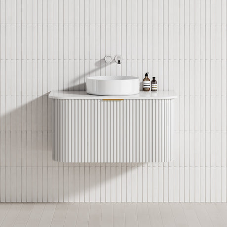 Rio 750/900/1200/1500Mm Bathroom Linear Surface Vanity Wall Hung Single/Double Drawer Plywood White