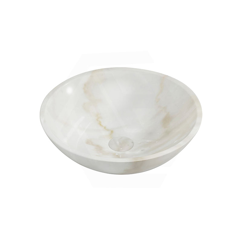 420x420x140mm Round Above Counter Basin White Marble Surface Bathroom Stone Wash Basin