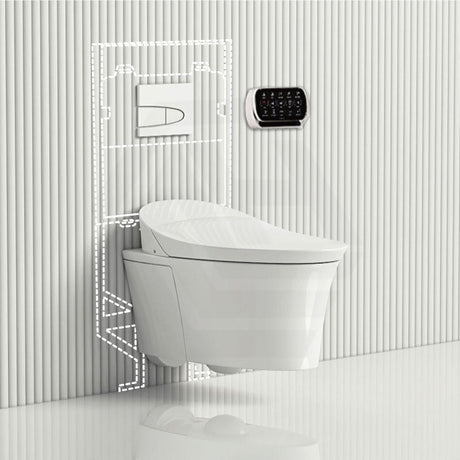 Kohler Veil Gloss White Wall Hung Smart Toilet Rimless With Inwall Cistern Flush Button Suites